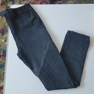 Distressed Grey Denim Moto Jeggings